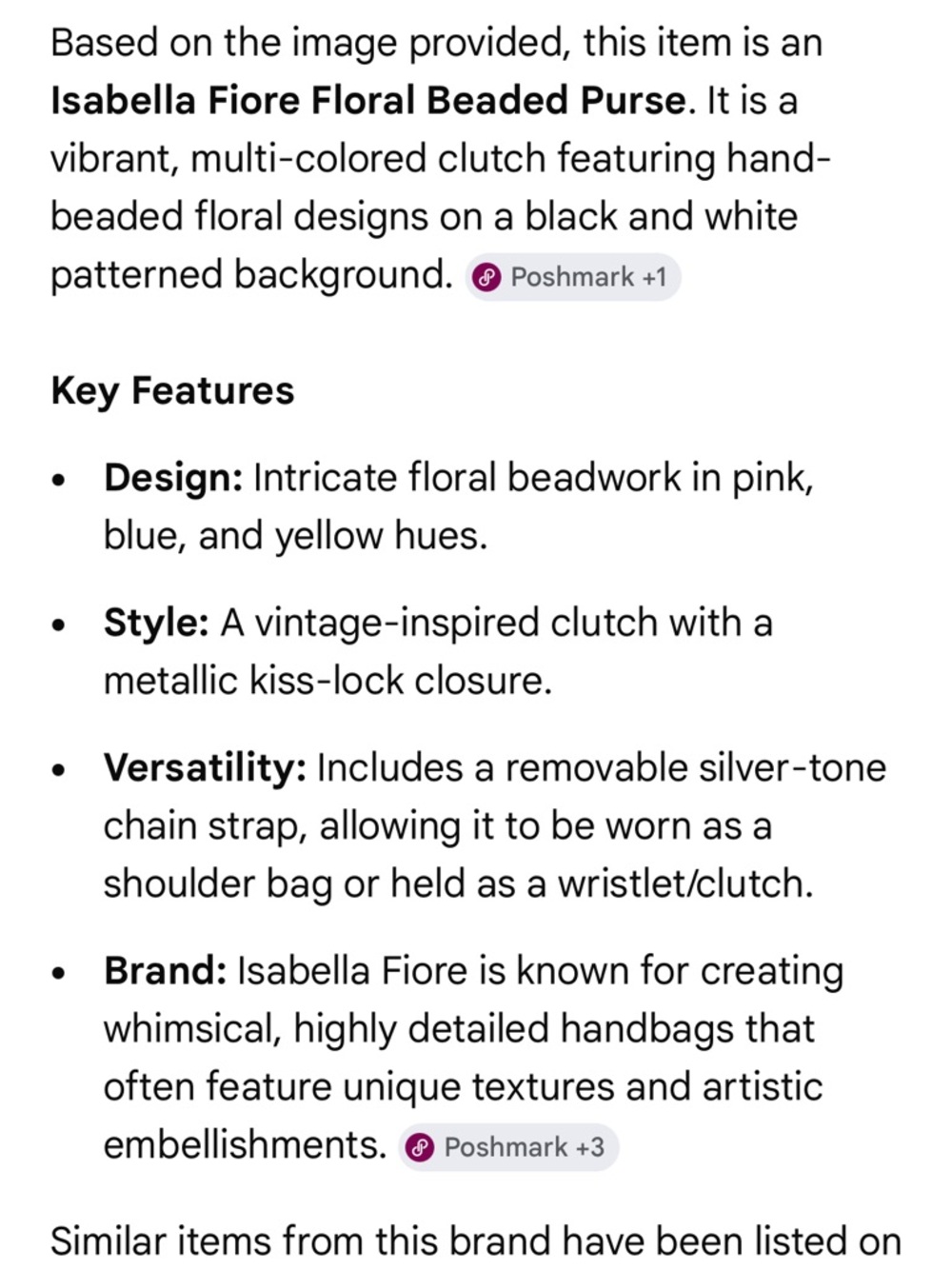 Isabella Fiore Pink Floral Embroidered and bedazzled Clutch with silver Chain - Picture 12 of 13